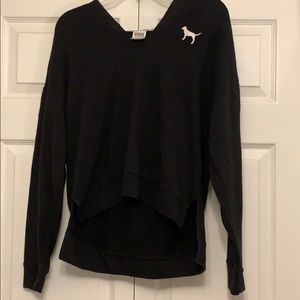 Pink black cropped hoodie